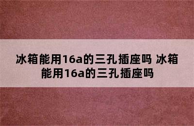 冰箱能用16a的三孔插座吗 冰箱能用16a的三孔插座吗